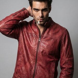 Men's Missani Distressed Red Leather Jacket